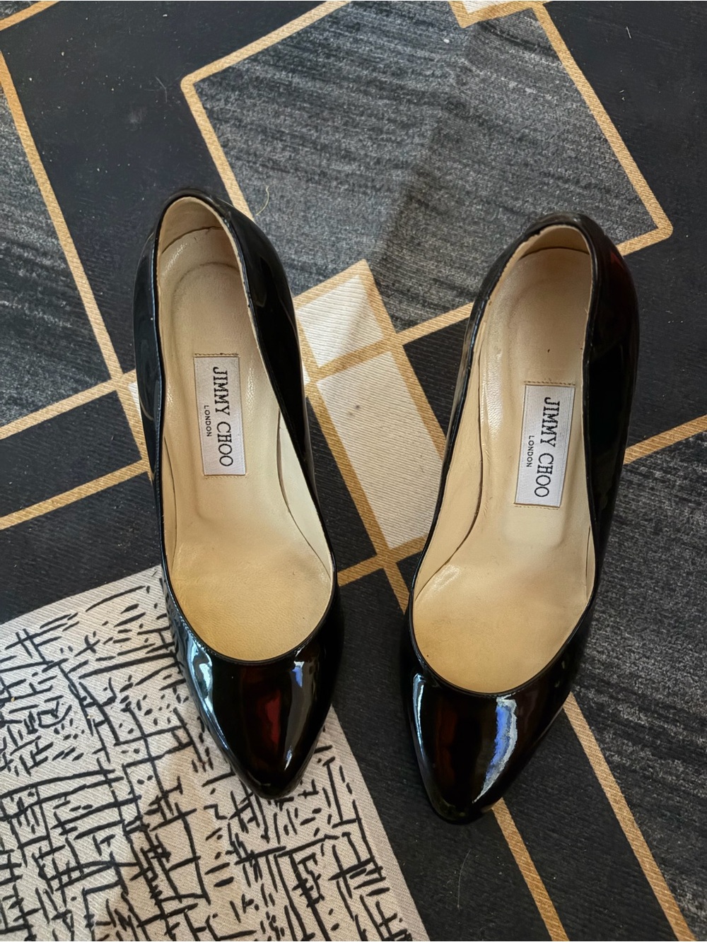 Jimmy Choo Black Patent Leather Pointed Pumps